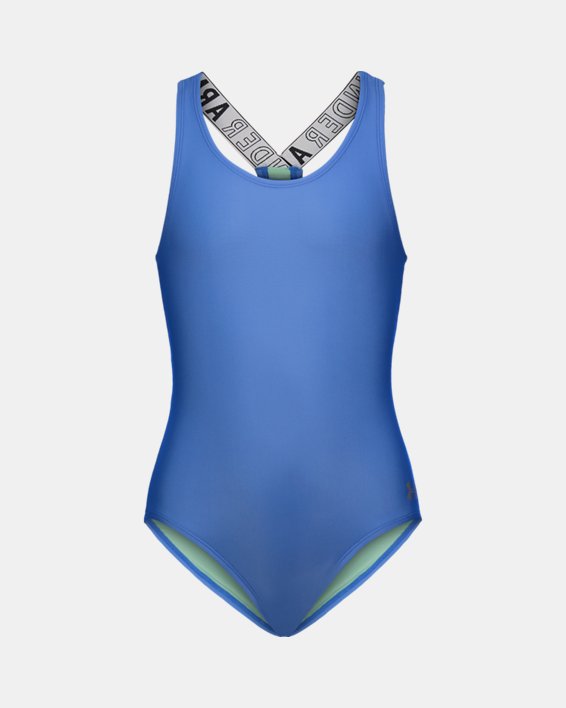 Girls' Pre-School UA Racer 1-Piece Swimsuit, Blue, pdpMainDesktop image number 0